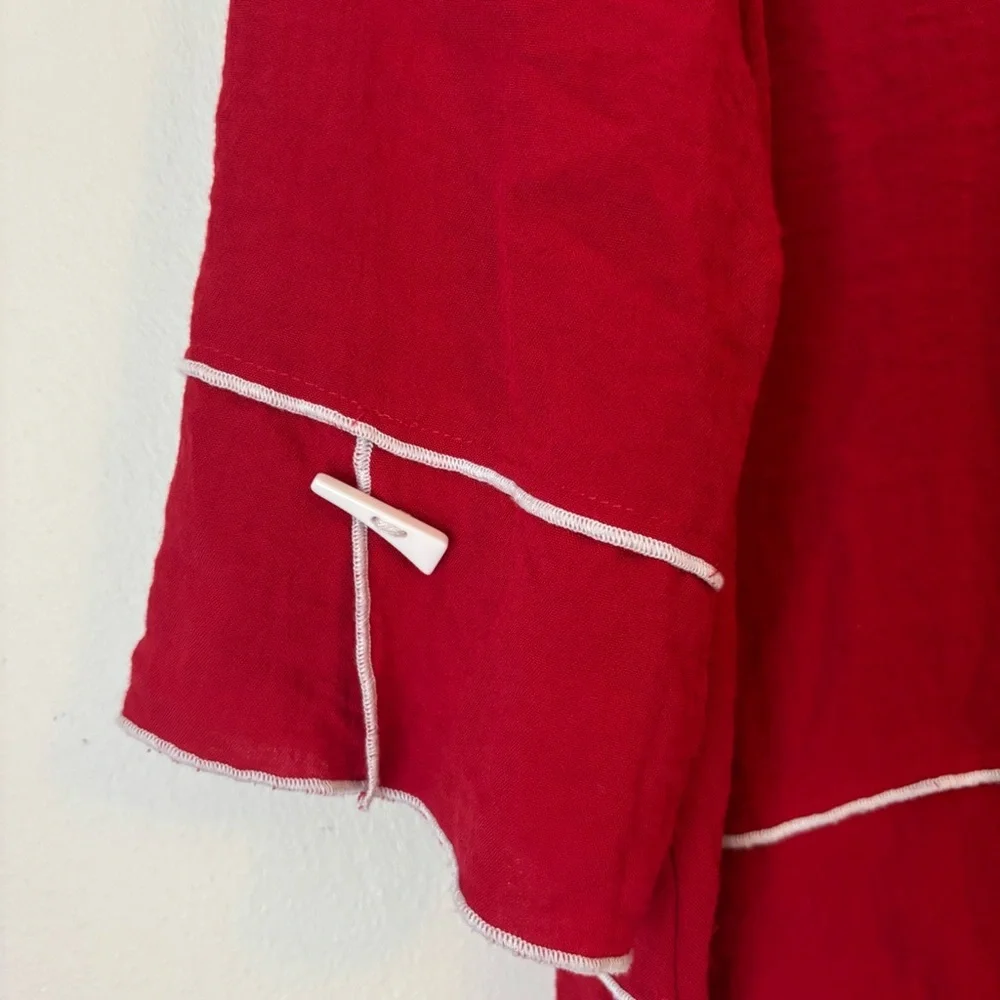 Ali Miles Red Boxy Blouse with 3/4 Sleeves petite Medium - Picture 5 of 9